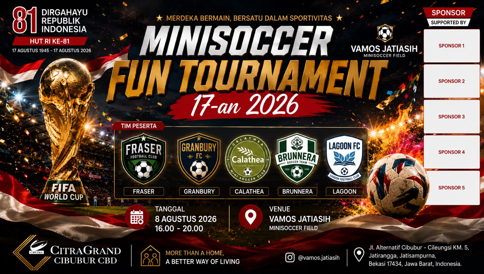 Turnamen Mini Soccer Cibubur CBD HUT RI